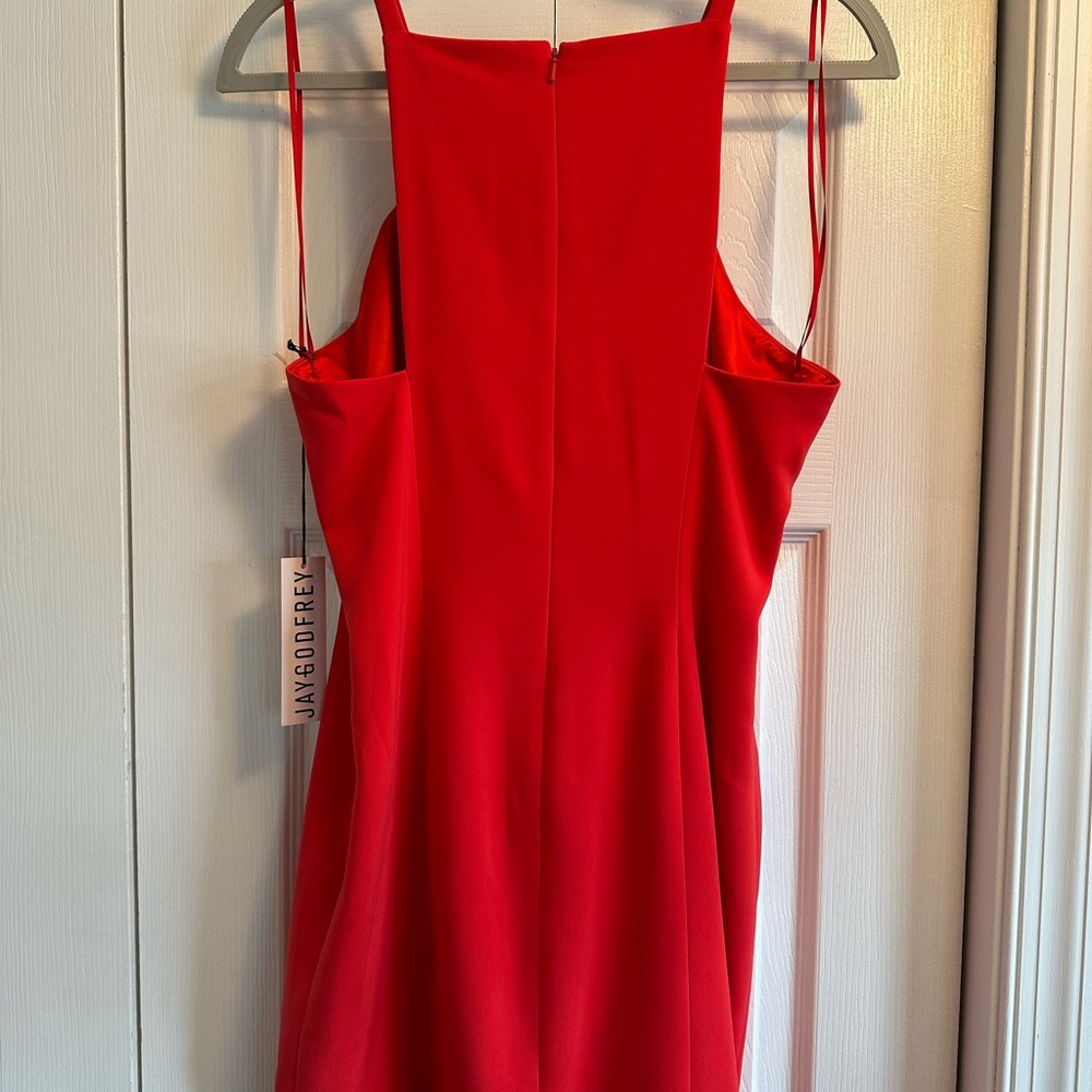 Jay Godfrey fitting sleeveless red dress with asymmetrical hemline size 8 ( new) - Picture 10 of 12